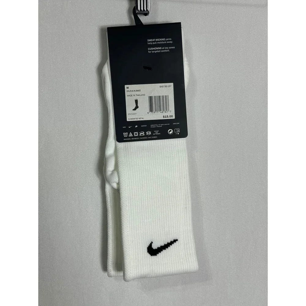 Nike Vapor Over-The-Calf Soccer‎ Socks White Dri-FIT SX5732-157 Mens Medium